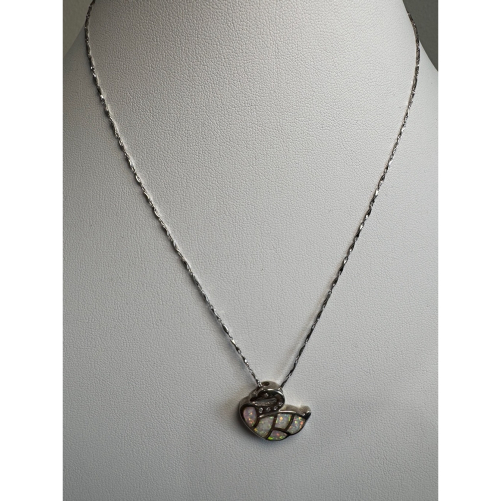 Women's Unbranded Swan 18” Necklace 925 sterling Silver opal inlaid segments - Picture 3 of 9